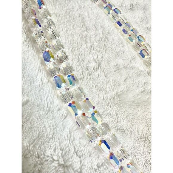 EYE CANDY LUXE Collection Aurora Borealis Dual Crystal Cube Panther Necklace NWT - Picture 5 of 8